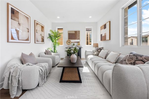 Interior, Living room, Recessed Lighting, Wood Texture Flooring