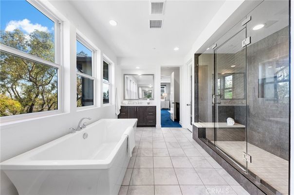 Bathroom, Glass Shower, Interior, Recessed Lighting
