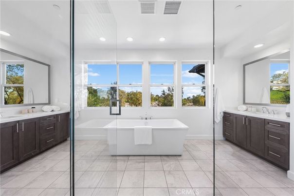 Bathroom, Dual Sink Vanities, Free Standing Baths, Interior, Recessed Lighting, Water