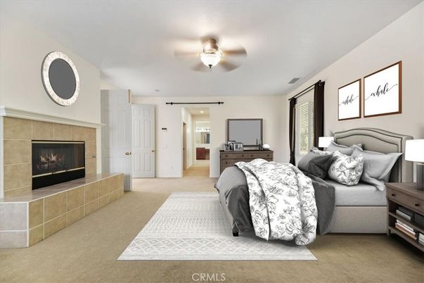 Bedroom, Fireplace, Interior