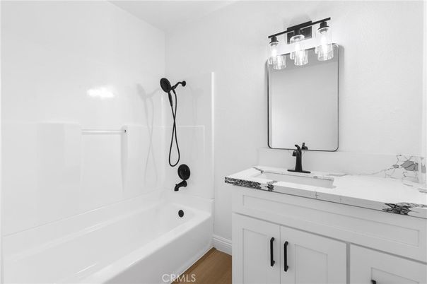 Bathroom, Dual Sink Vanities, Interior, Wood Texture Flooring