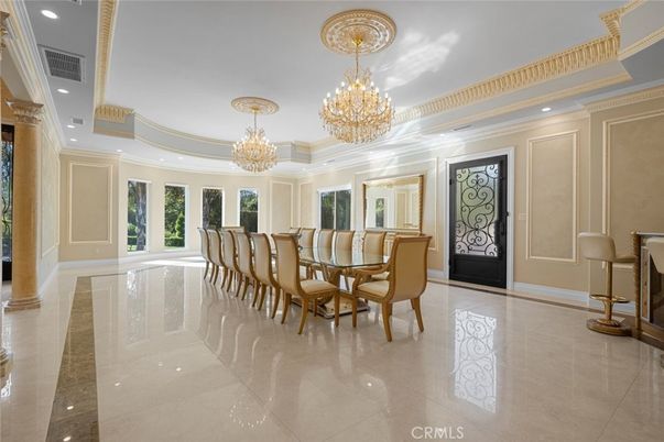 Chandelier, Dining room, Interior, Recessed Lighting