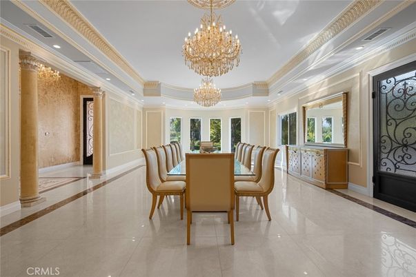 Chandelier, Dining room, Interior, Recessed Lighting