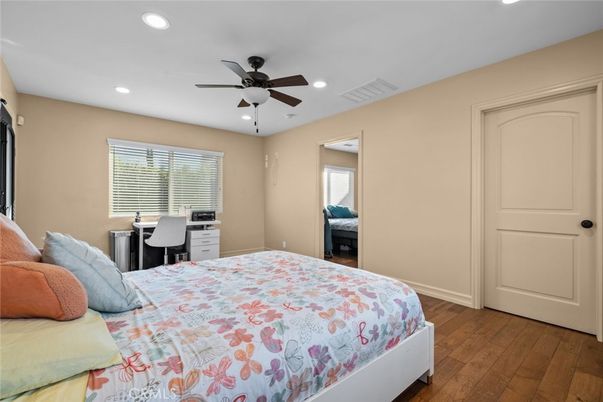 Bedroom, Home Office, Interior, Recessed Lighting, Wood Texture Flooring