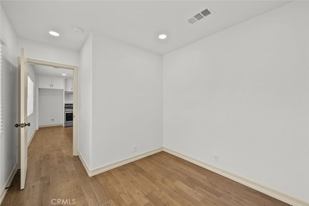 Empty room, Interior, Kitchen, Recessed Lighting, Wood Texture Flooring