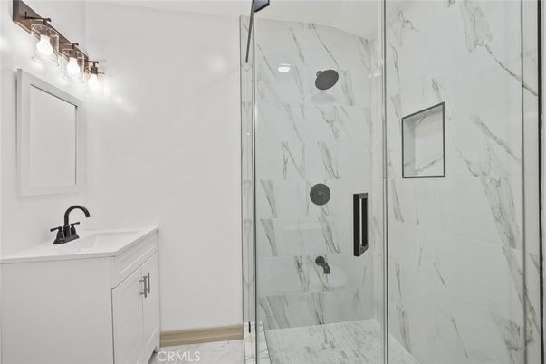 Bathroom, Glass Shower, Interior, Marble Walls