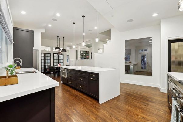 Interior, Kitchen, Pendant Lights, Recessed Lighting, Wood Texture Flooring