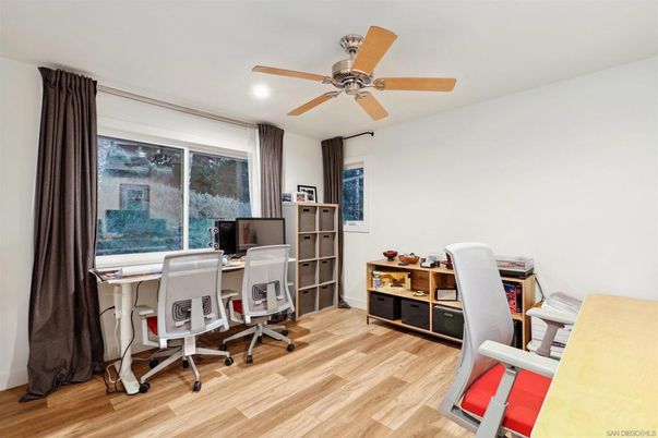 Home Office, Interior, Recessed Lighting, Wood Texture Flooring