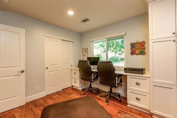 Home Office, Interior, Recessed Lighting, Wood Texture Flooring