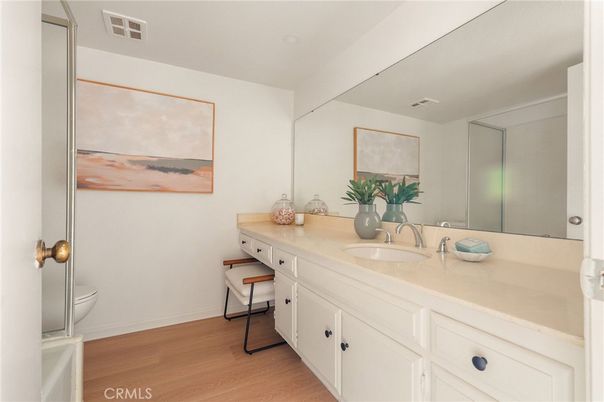 Bathroom, Dual Sink Vanities, Interior, Wood Texture Flooring