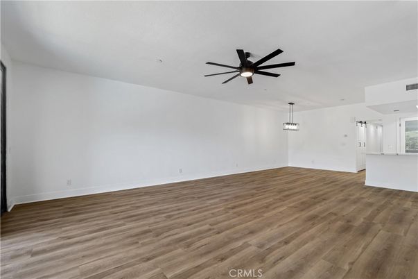 Empty room, Interior, Pendant Lights, Wood Texture Flooring