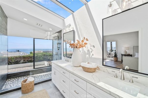 Bathroom, Dual Sink Vanities, Glass Shower, Interior, Recessed Lighting, Water