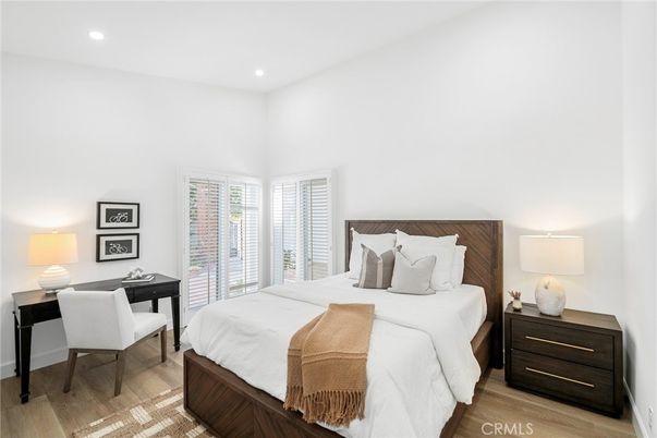 Bedroom, Home Office, Interior, Recessed Lighting, Wood Texture Flooring