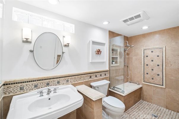 Bathroom, Glass Shower, Interior, Recessed Lighting