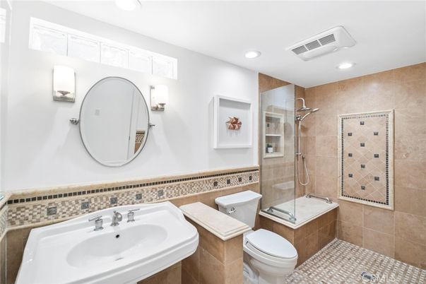Bathroom, Glass Shower, Interior, Recessed Lighting