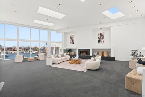 Fireplace, Interior, Living room, Recessed Lighting, Water