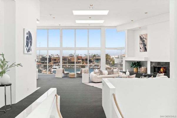 Fireplace, Interior, Living room, Recessed Lighting, Water