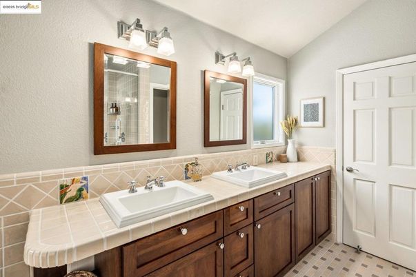 Bathroom, Dual Sink Vanities, Interior, Tile Countertops