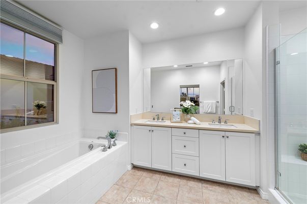 Bathroom, Dual Sink Vanities, Glass Shower, Interior, Recessed Lighting