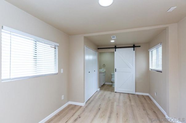 Bathroom, Empty room, Interior, Recessed Lighting, Wood Texture Flooring