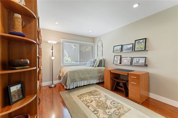Bedroom, Home Office, Interior, Recessed Lighting, Wood Texture Flooring