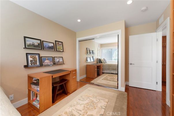 Bedroom, Home Office, Interior, Recessed Lighting, Wood Texture Flooring