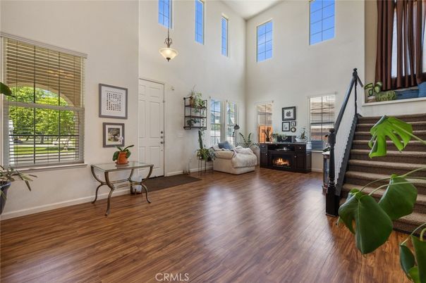 Fireplace, Interior, Living room, Pendant Lights, Wood Texture Flooring