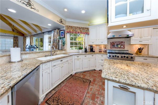 Interior, Kitchen, Recessed Lighting, Stainless Steel Appliances, Wooden Beams