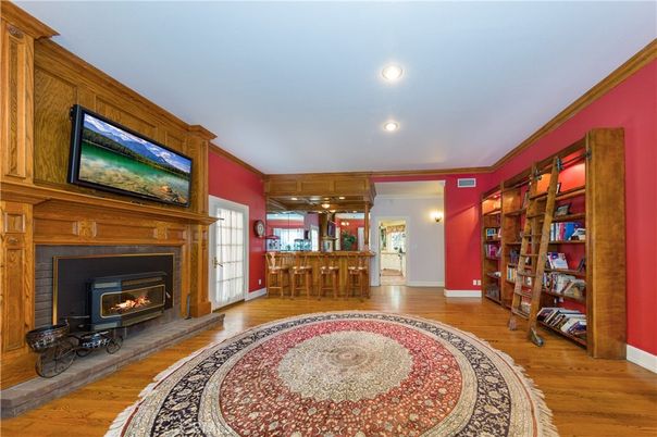 Fireplace, Interior, Recessed Lighting, Wood Texture Flooring