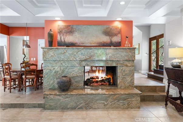 Dining room, Fireplace, Interior, Pendant Lights, Recessed Lighting