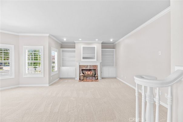 Empty room, Fireplace, Interior, Recessed Lighting