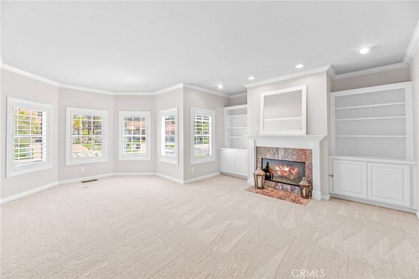 Empty room, Fireplace, Interior, Recessed Lighting