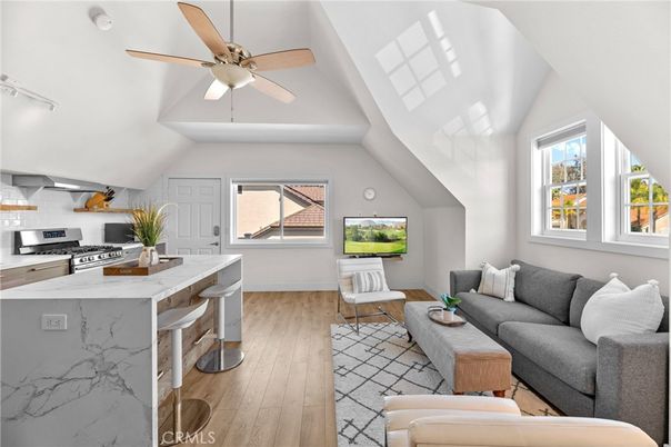 Interior, Kitchen, Living room, Stainless Steel Appliances, Wood Texture Flooring