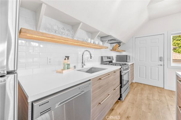 Interior, Kitchen, Stainless Steel Appliances, Wood Texture Flooring