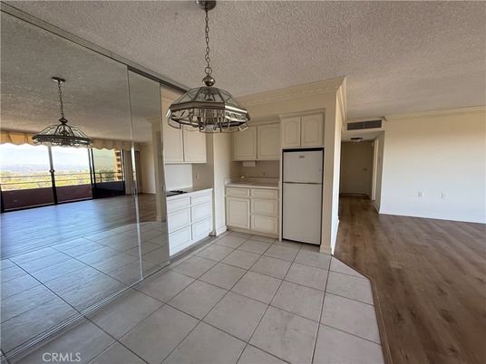 Chandelier, Empty room, Interior, Kitchen, Pendant Lights, Wood Texture Flooring