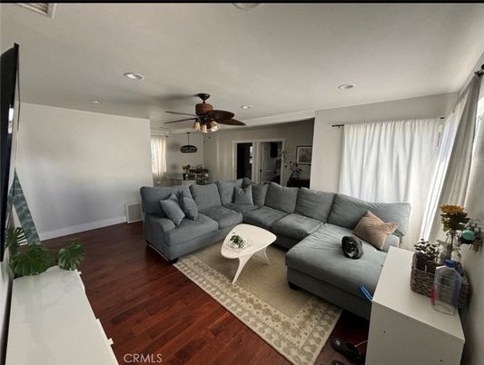 Dining room, Interior, Living room, Recessed Lighting, Wood Texture Flooring