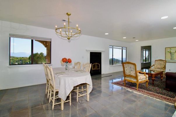 Chandelier, Dining room, Fireplace, Interior, Recessed Lighting