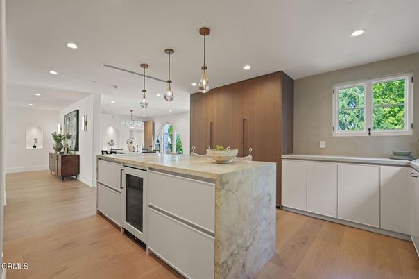 Interior, Kitchen, Pendant Lights, Recessed Lighting, Wood Texture Flooring
