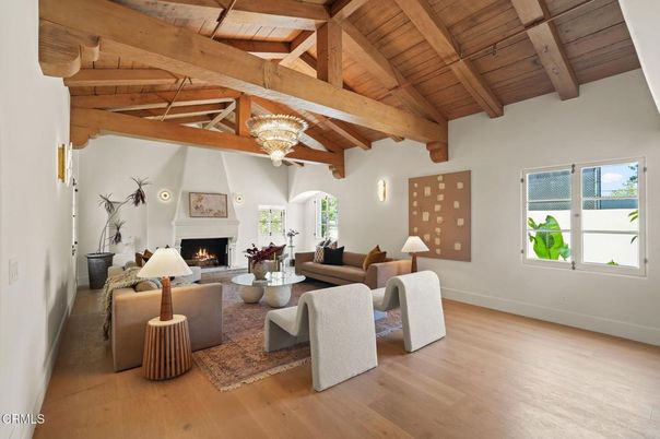 Chandelier, Fireplace, Interior, Living room, Wooden Beams, Wooden Ceilings, Wood Texture Flooring