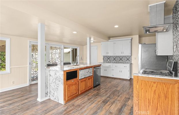 Interior, Kitchen, Recessed Lighting, Wood Texture Flooring