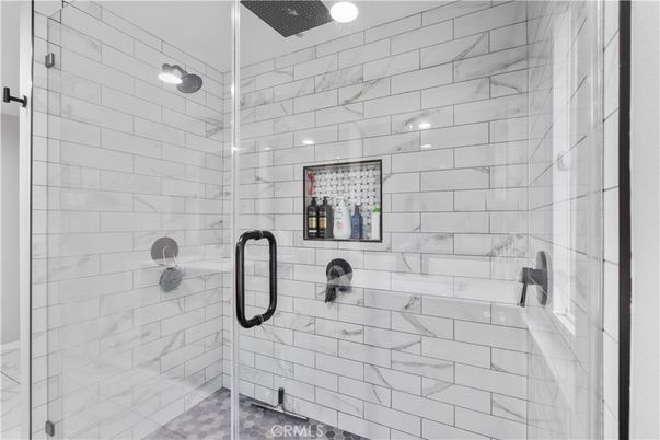 Bathroom, Glass Shower, Interior, Marble Walls, Recessed Lighting