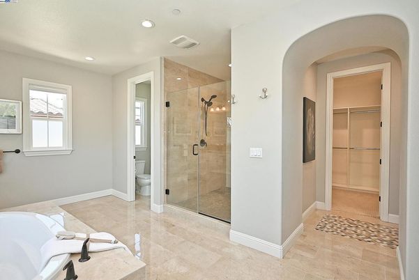 Bathroom, Glass Shower, Interior, Recessed Lighting