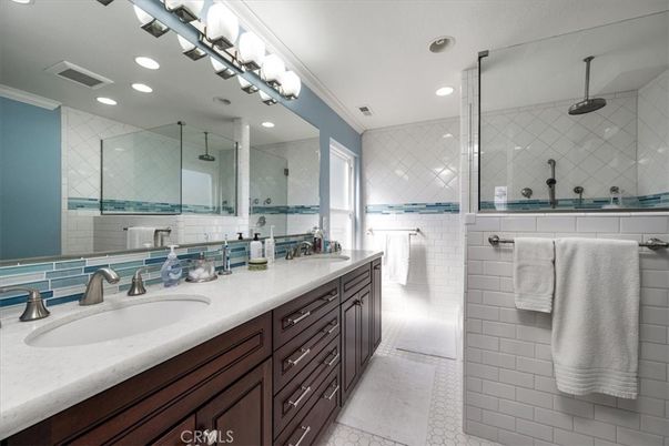 Bathroom, Dual Sink Vanities, Glass Shower, Interior, Recessed Lighting
