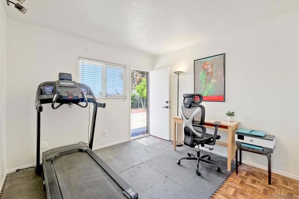 Fitness Equipment, Home Office, Interior, Wood Texture Flooring