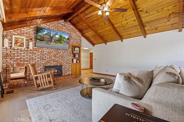 Fireplace, Interior, Living room, Stone Walls, Wooden Beams, Wooden Ceilings, Wood Texture Flooring