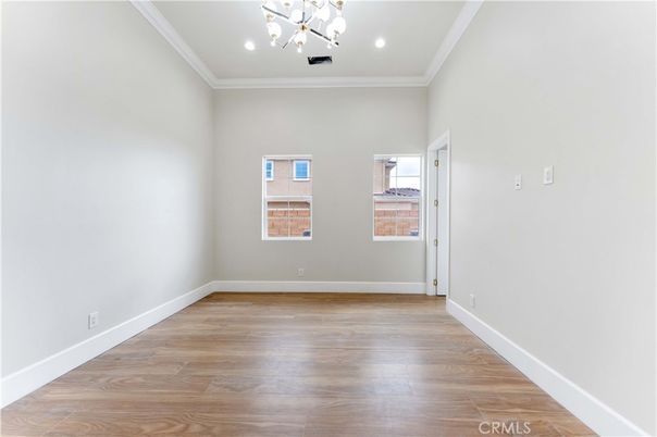Empty room, Interior, Pendant Lights, Recessed Lighting, Wood Texture Flooring