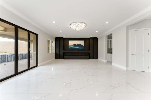 Chandelier, Empty room, Interior, Marble, Recessed Lighting