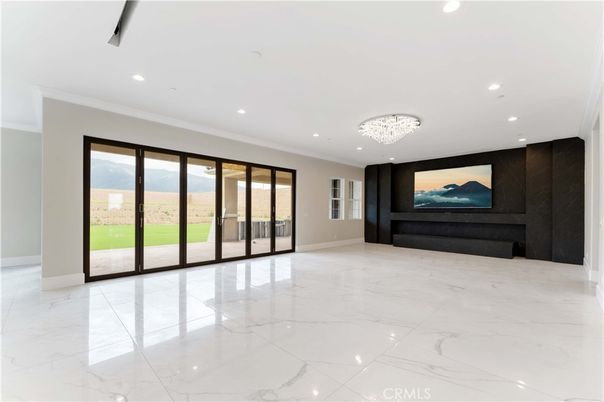 Chandelier, Empty room, Interior, Marble, Recessed Lighting