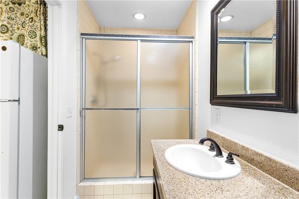 Bathroom, Glass Shower, Interior, Recessed Lighting