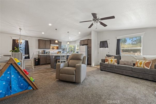 Interior, Kitchen, Living room, Pendant Lights, Recessed Lighting, Wood Texture Flooring
